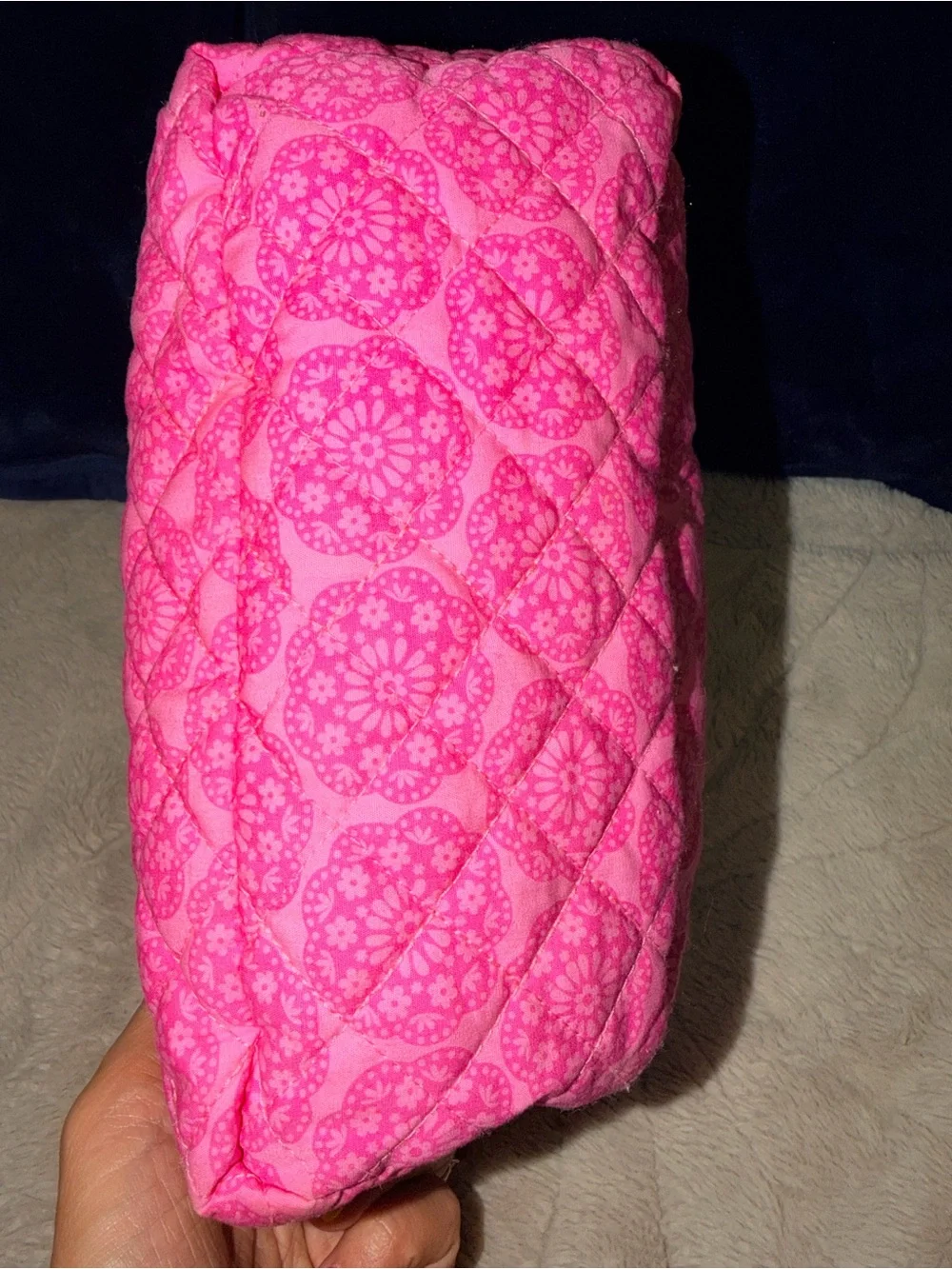 American Girl Pink Quilted Small Carryall Tote Bag / Diaper Bag EUC 12”x8”x4”